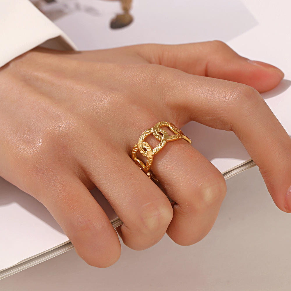 Golden Interlinked Statement Ring