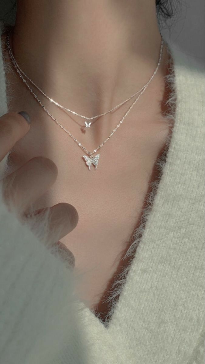 Layered Butterfly and Heart Necklace