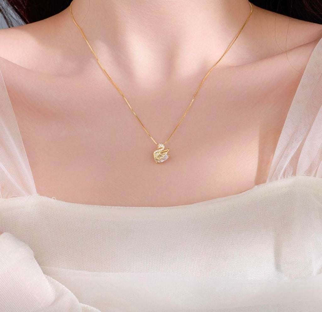 Serena Crystal Swan Pendant Necklace