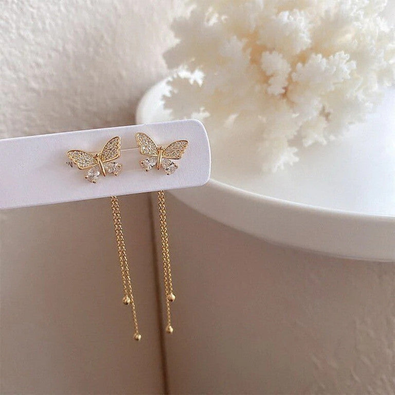 Golden Flutter Tassel Earrings