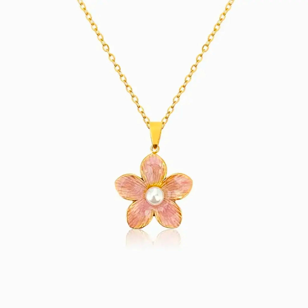 Rosalie Pink Blossom Pearl Pendant Necklace