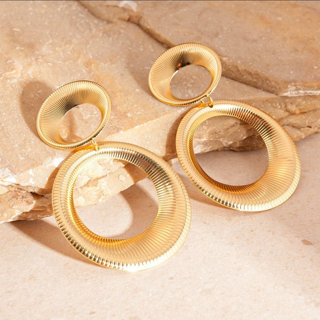 Celeste Golden Double Circle Drop