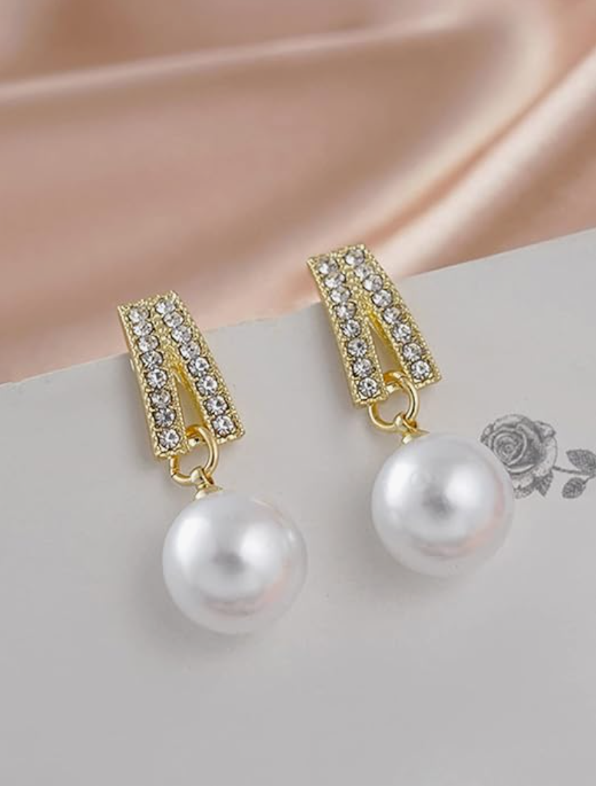 Crystal Pave Pearl Drop