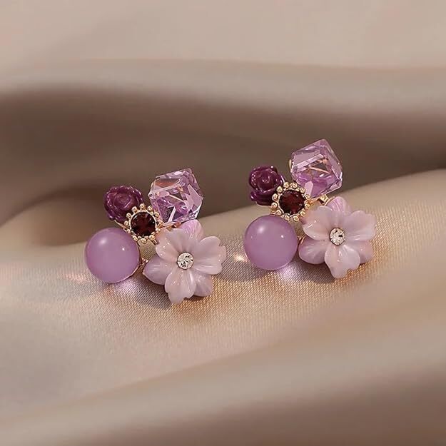 Lavender Bloom Charm Earrings