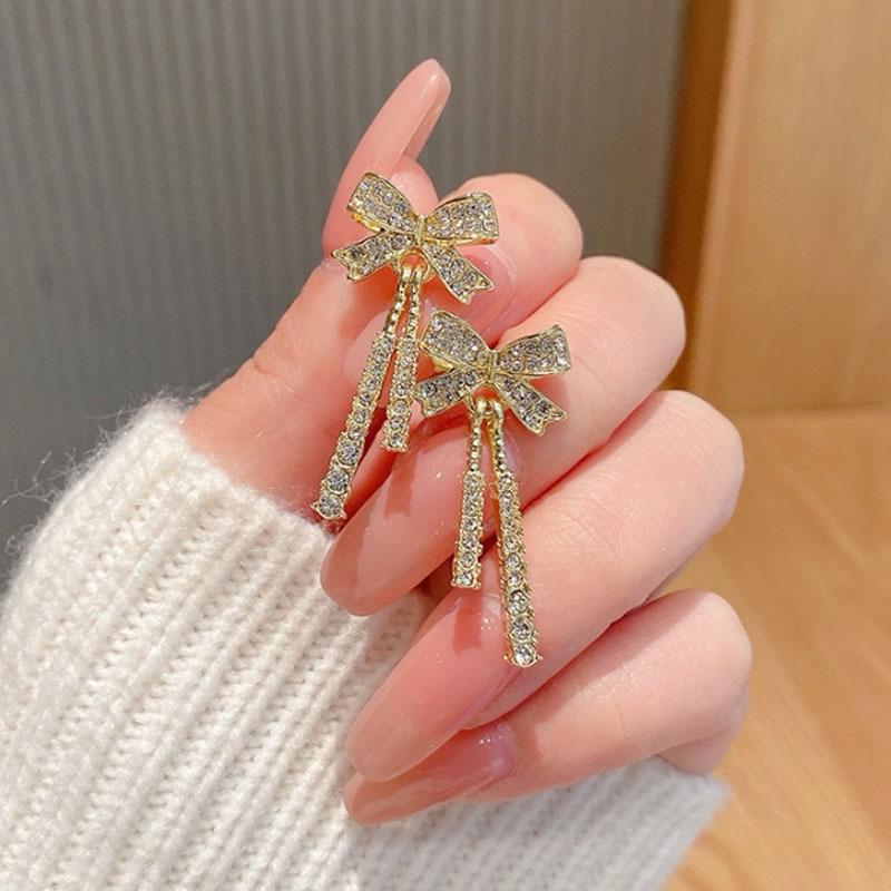 Celeste Crystal Bow Drop Earrings