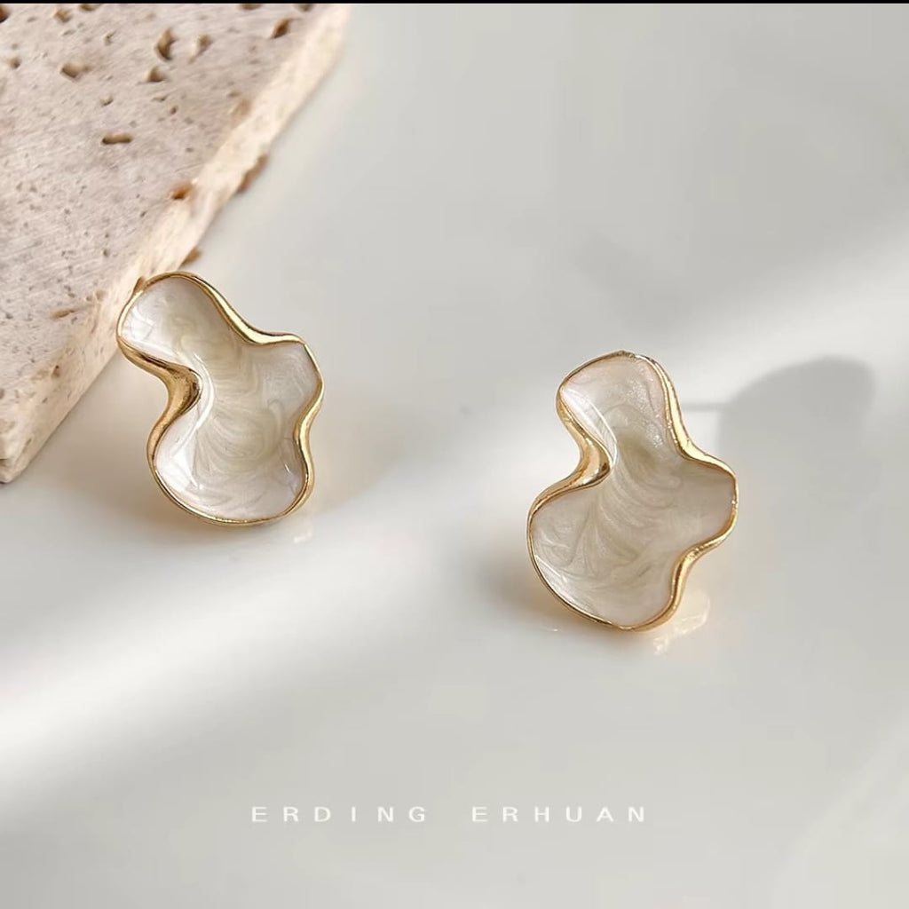 Ivory Cloud Abstract Stud Earrings