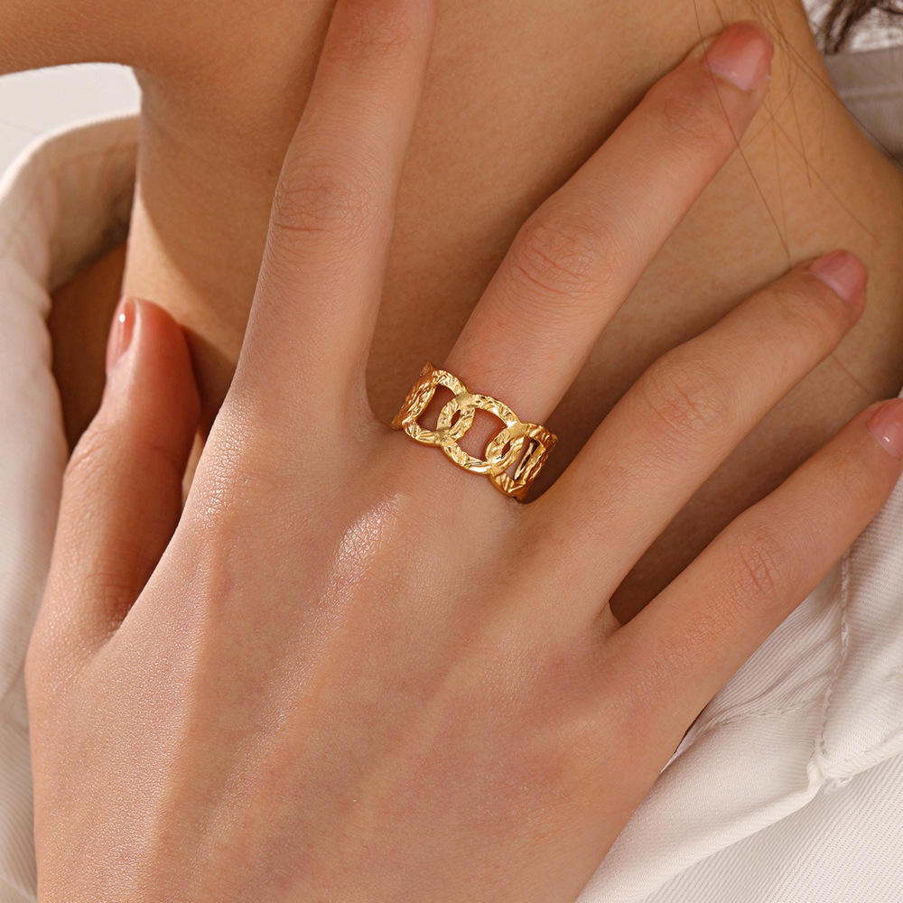 Golden Interlinked Statement Ring