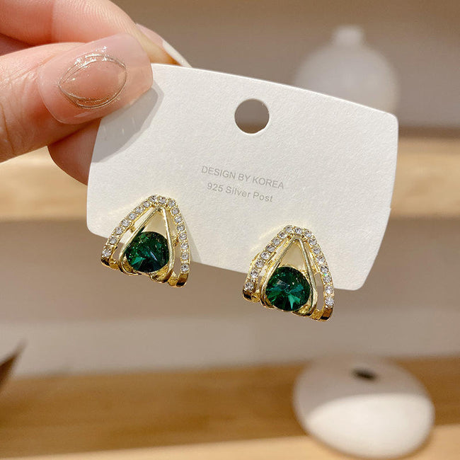 Emerald Radiance Crystal Stud Earrings
