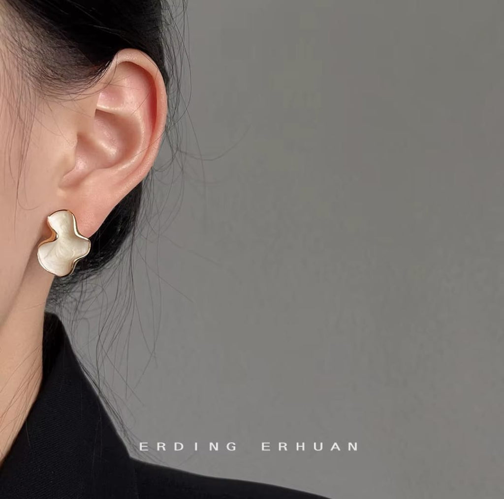 Ivory Cloud Abstract Stud Earrings