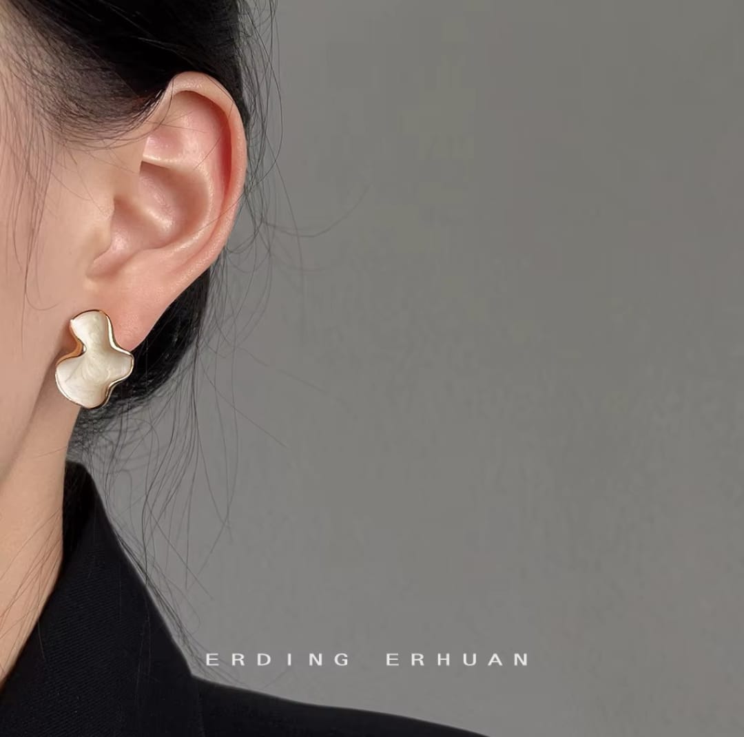 Ivory Cloud Abstract Stud Earrings