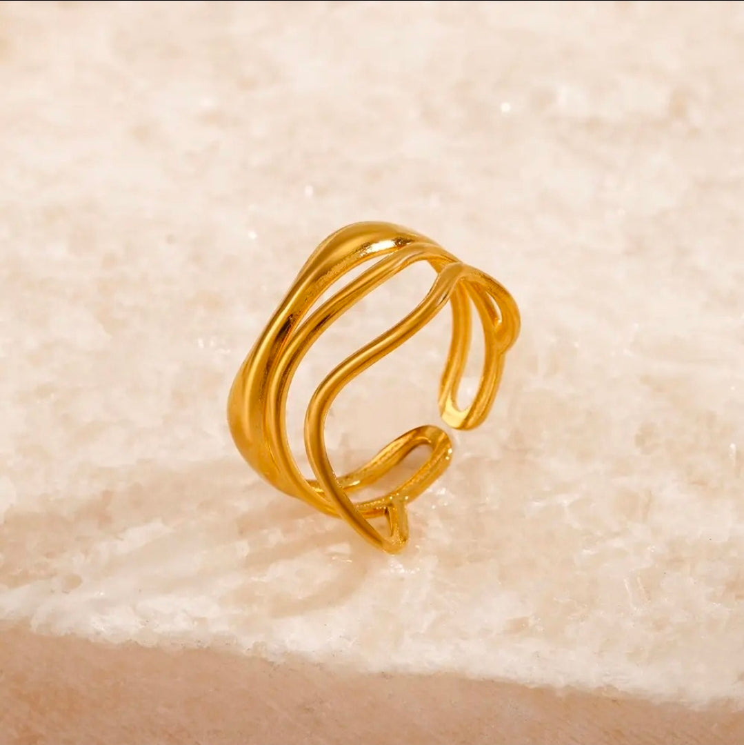 Golden Wave Open Cuff Ring