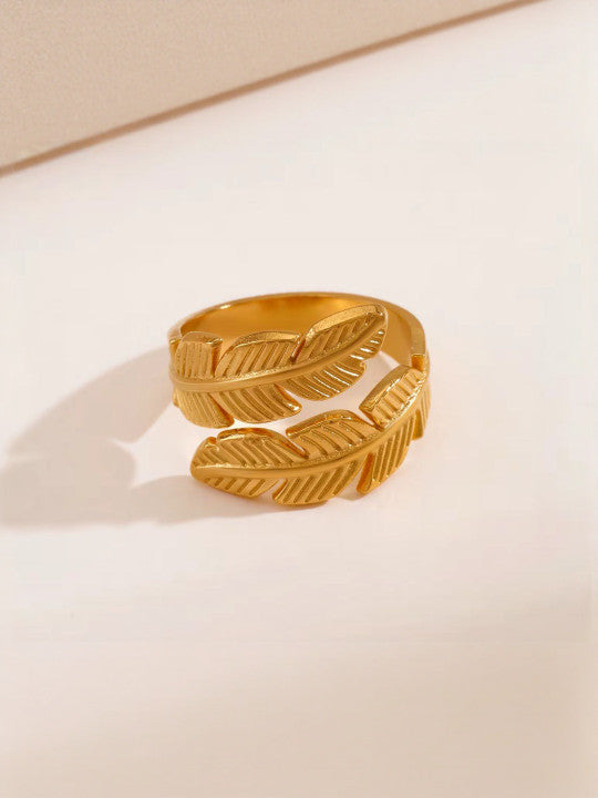 Golden Leaf Cluster Adjustable Ring