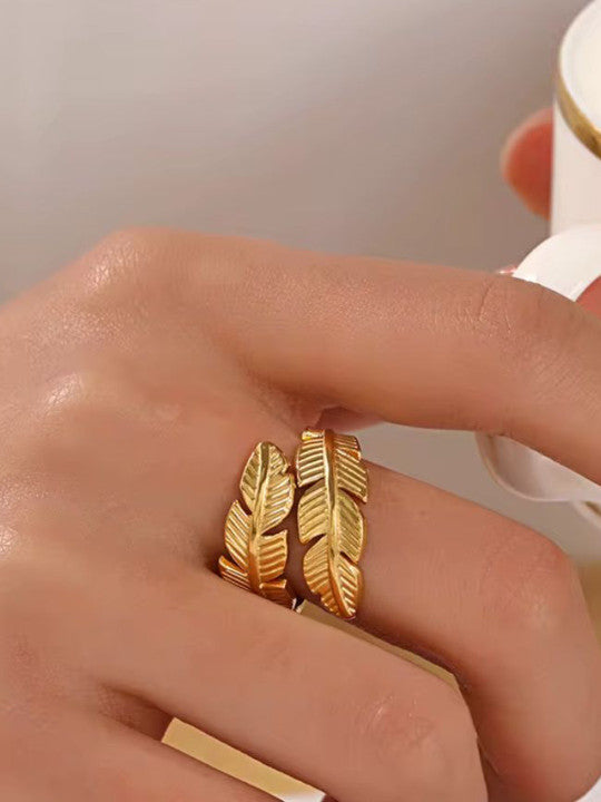 Golden Leaf Cluster Adjustable Ring