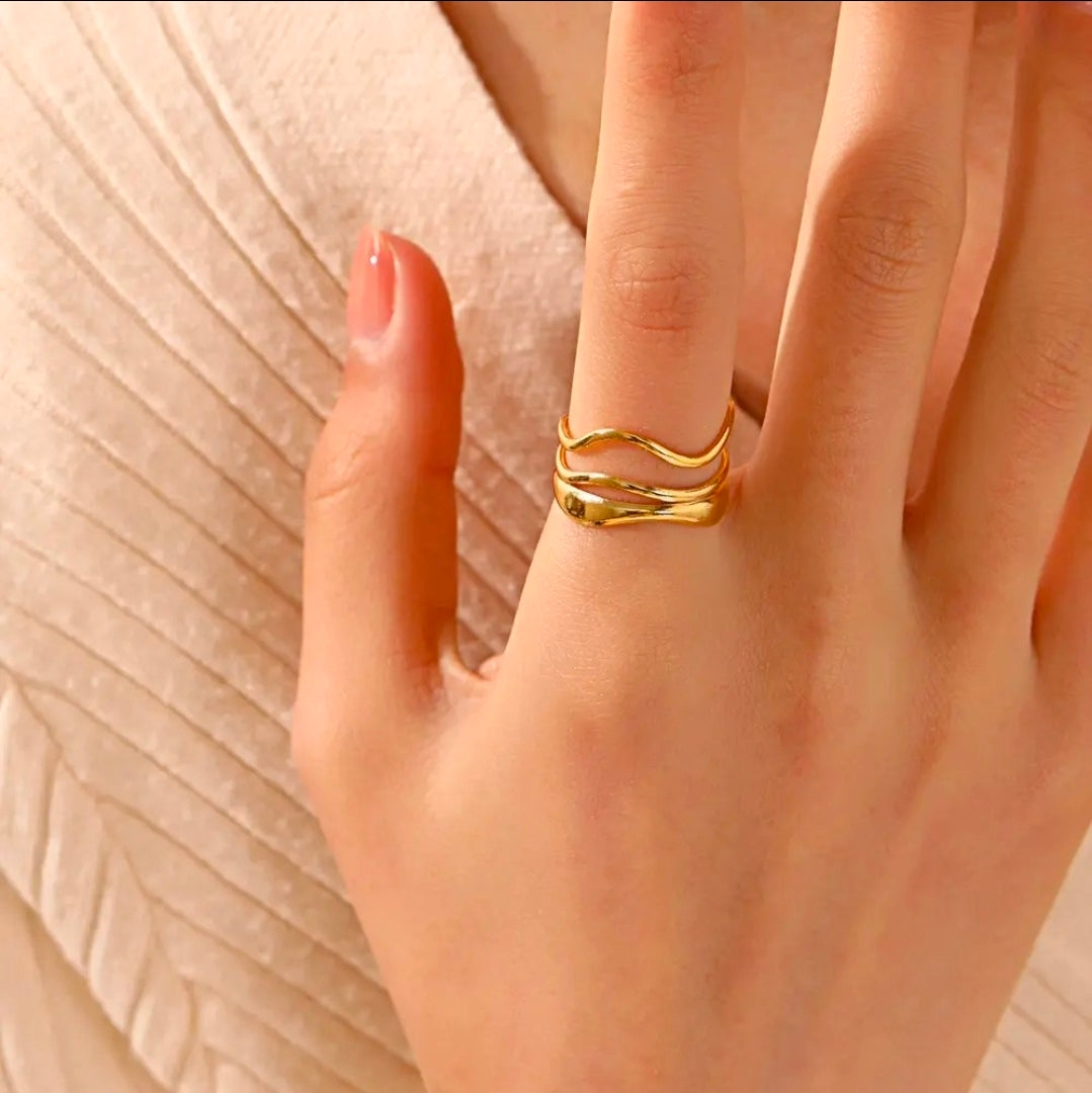Golden Wave Open Cuff Ring