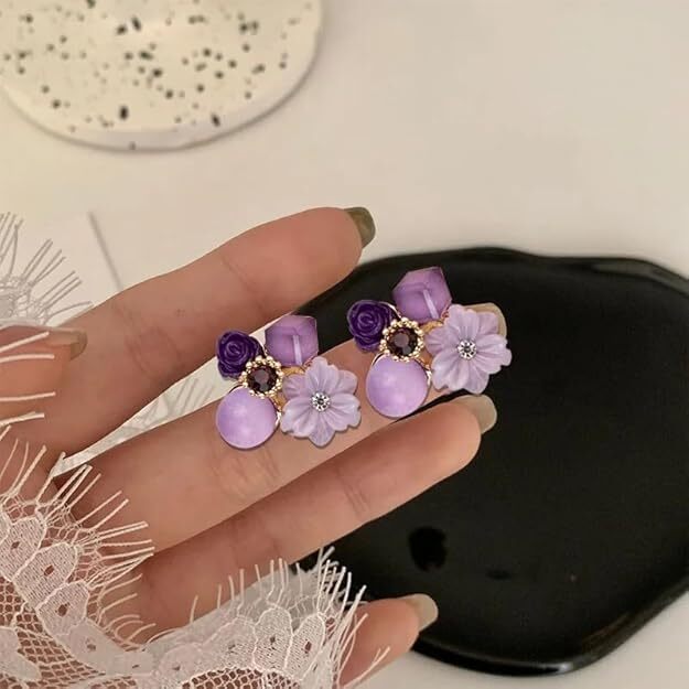 Lavender Bloom Charm Earrings
