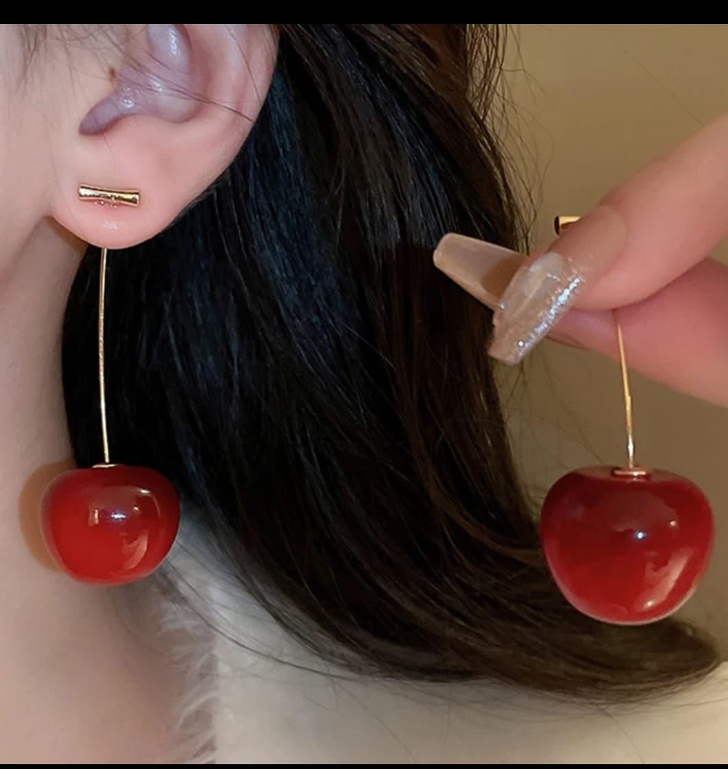 Red Cherry Drop Earrings