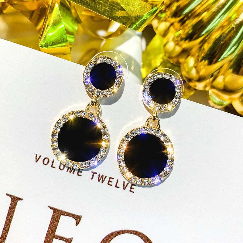 Noir Halo Crystal Drop Earrings
