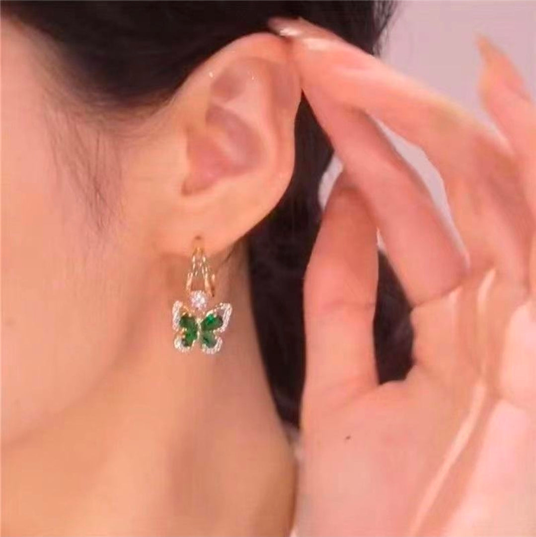 Emerald Butterfly Hoop Earrings