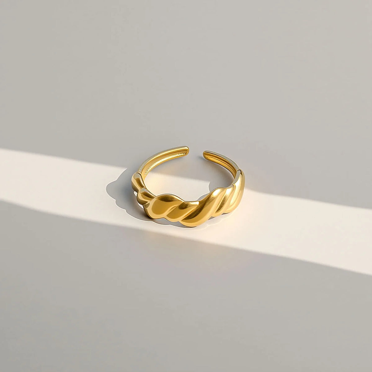 Golden Twist Adjustable Ring