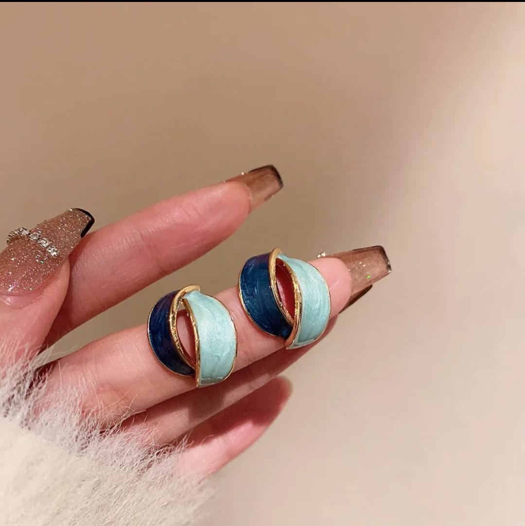 Ocean Wave Dual-Tone Hoop Earrings