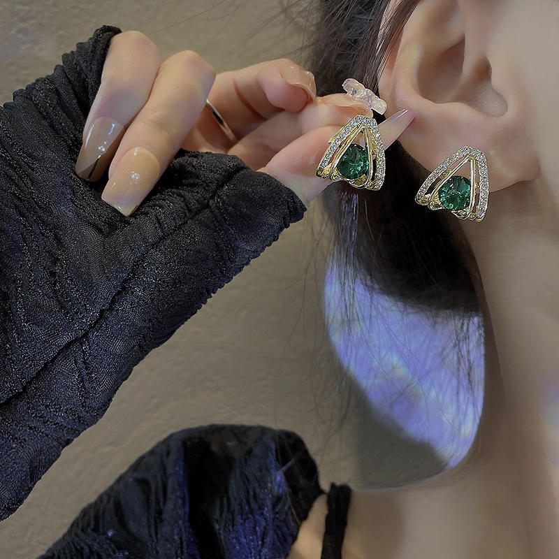 Emerald Radiance Crystal Stud Earrings