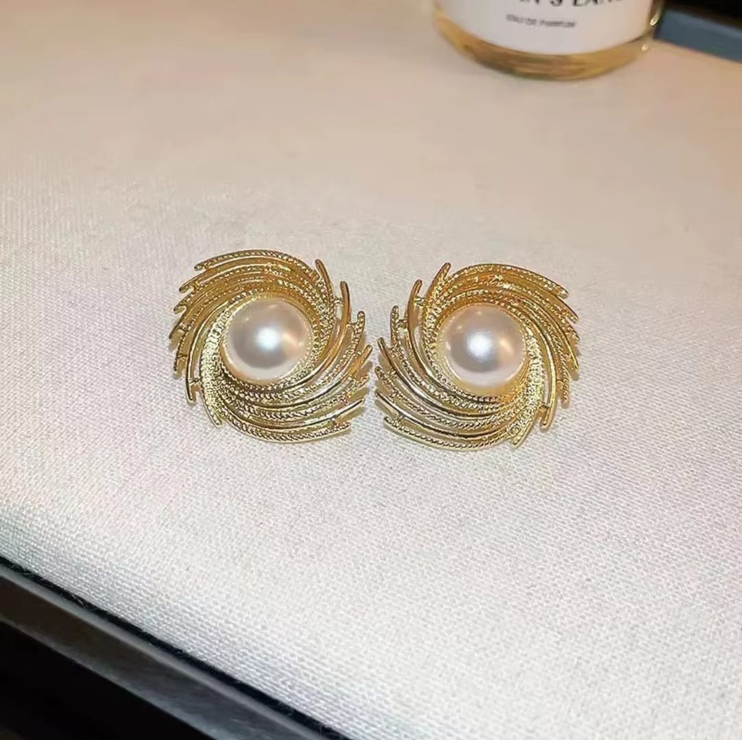 Aurora Pearl Swirl Statement Earrings