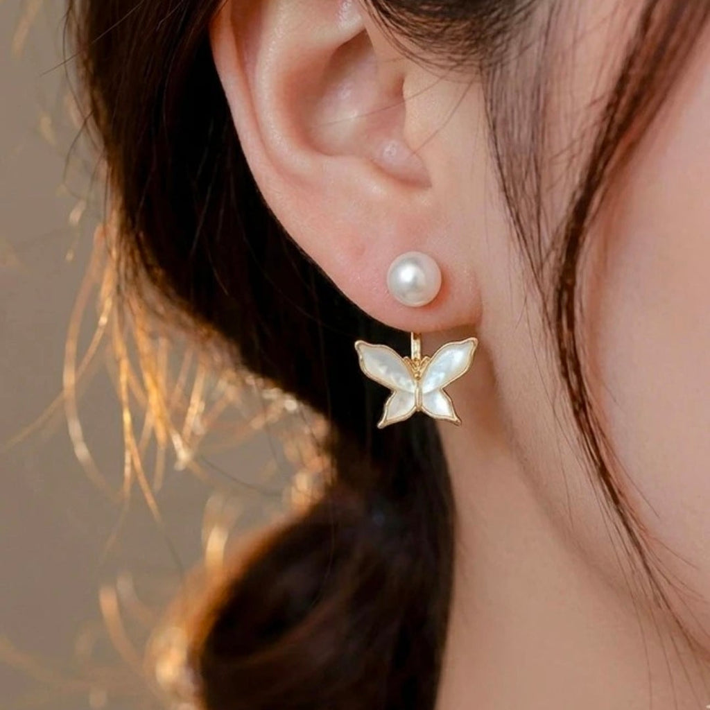 Pearl Flutter Butterfly Stud Earrings
