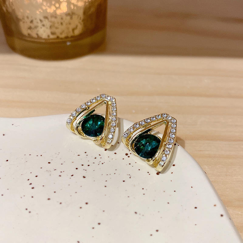 Emerald Radiance Crystal Stud Earrings