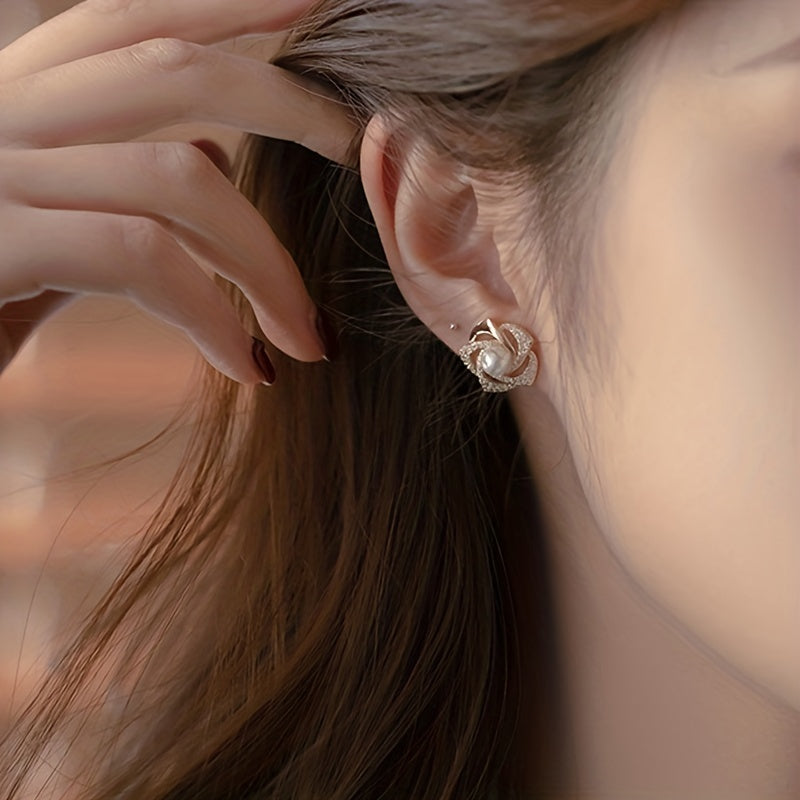 Royal Pearl Bloom Stud Earrings