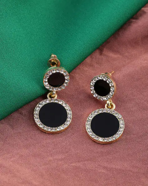 Noir Halo Crystal Drop Earrings