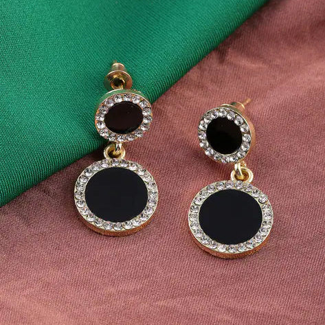 Noir Halo Crystal Drop Earrings