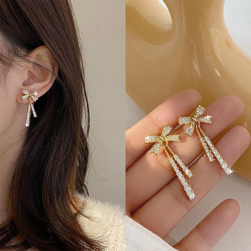 Celeste Crystal Bow Drop Earrings