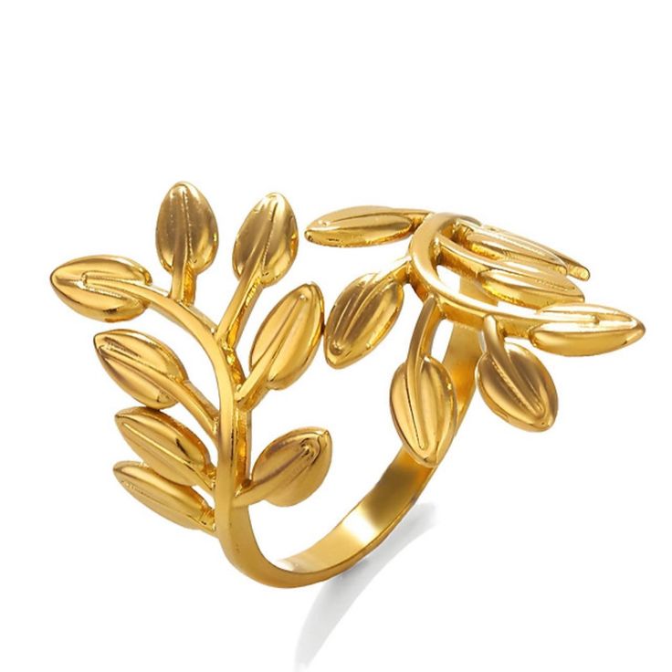 Golden Leaf Vine Adjustable Ring