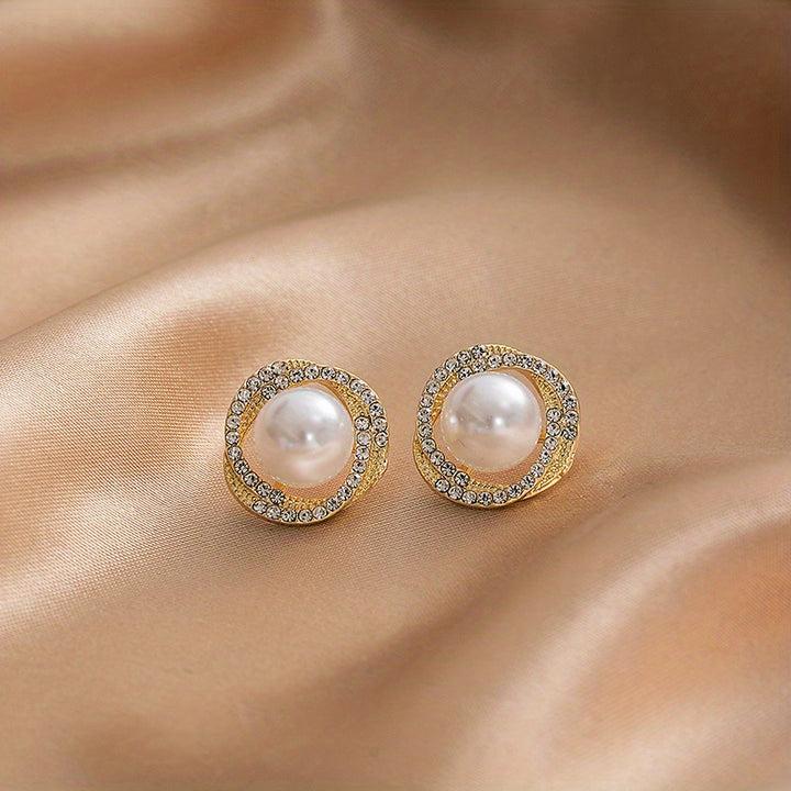 Luna Pearl Halo Stud Earrings
