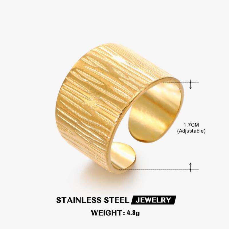 Golden Textured Wide Band Adjustable Ring
