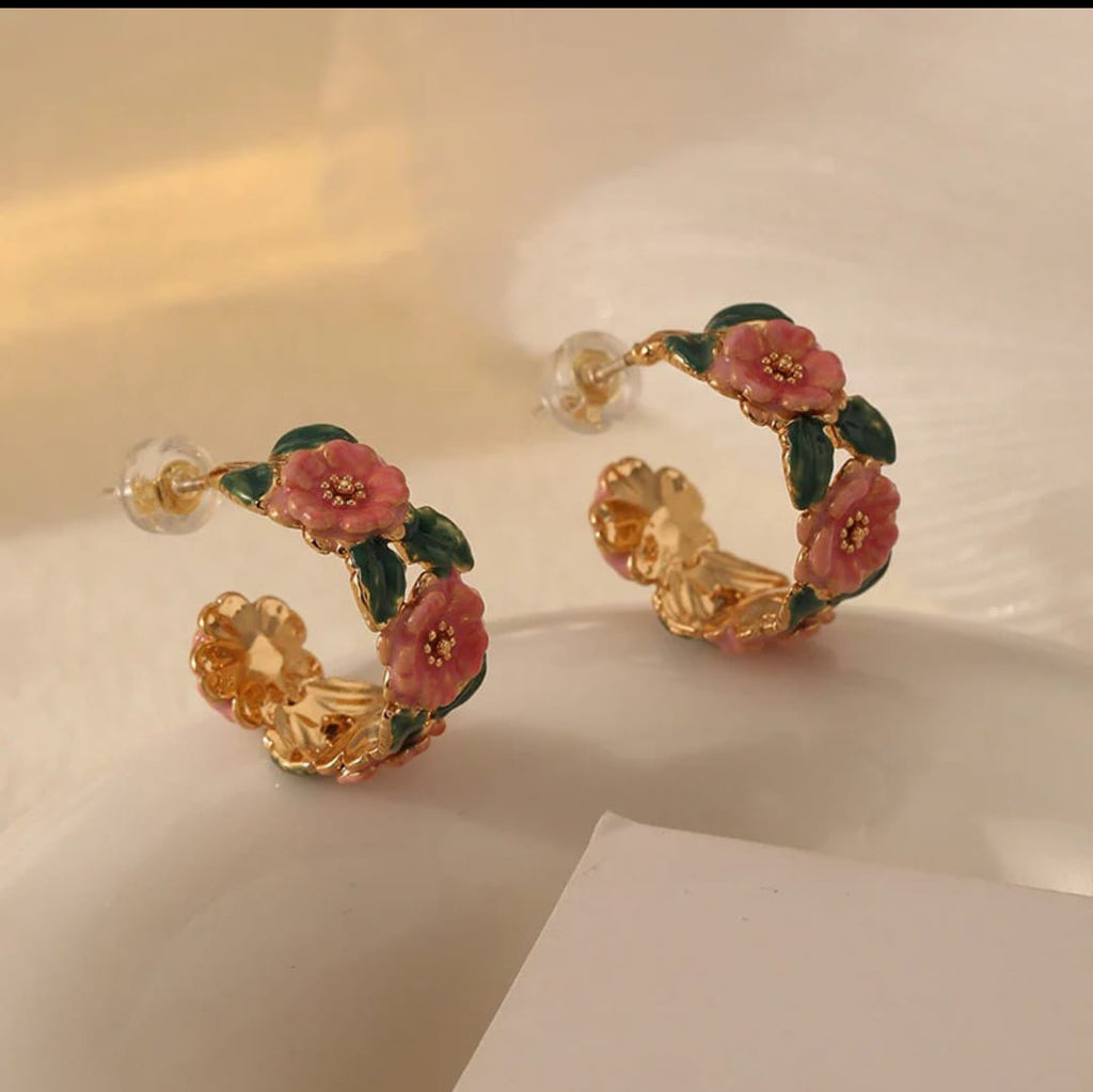 Garden Bloom Floral Hoop Earrings