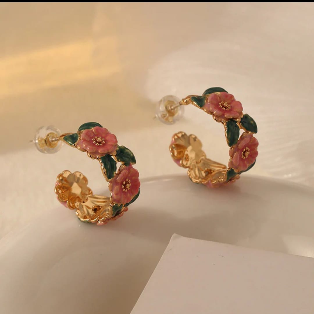 Garden Bloom Floral Hoop Earrings