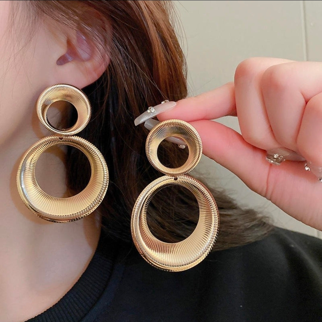Celeste Golden Double Circle Drop