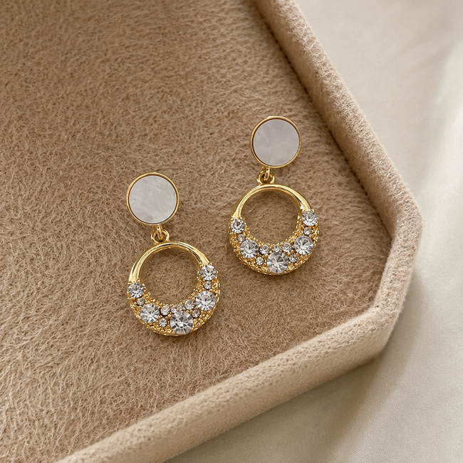 Luna Crystal Circle Drop Earrings