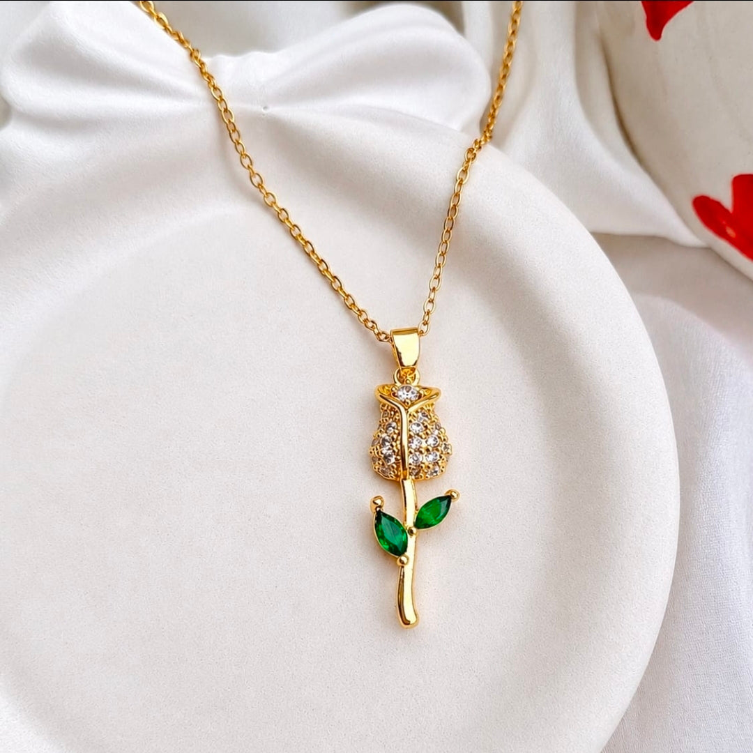 Celeste Crystal Rose Pendant Necklace