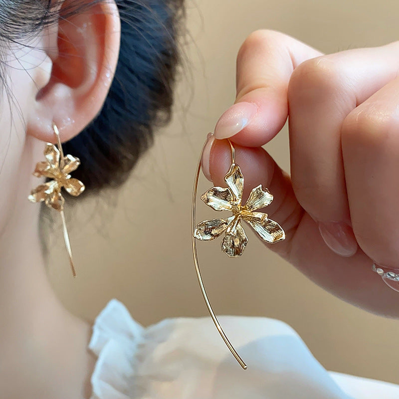 Golden Bloom Threader Earrings