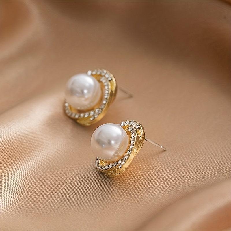 Luna Pearl Halo Stud Earrings