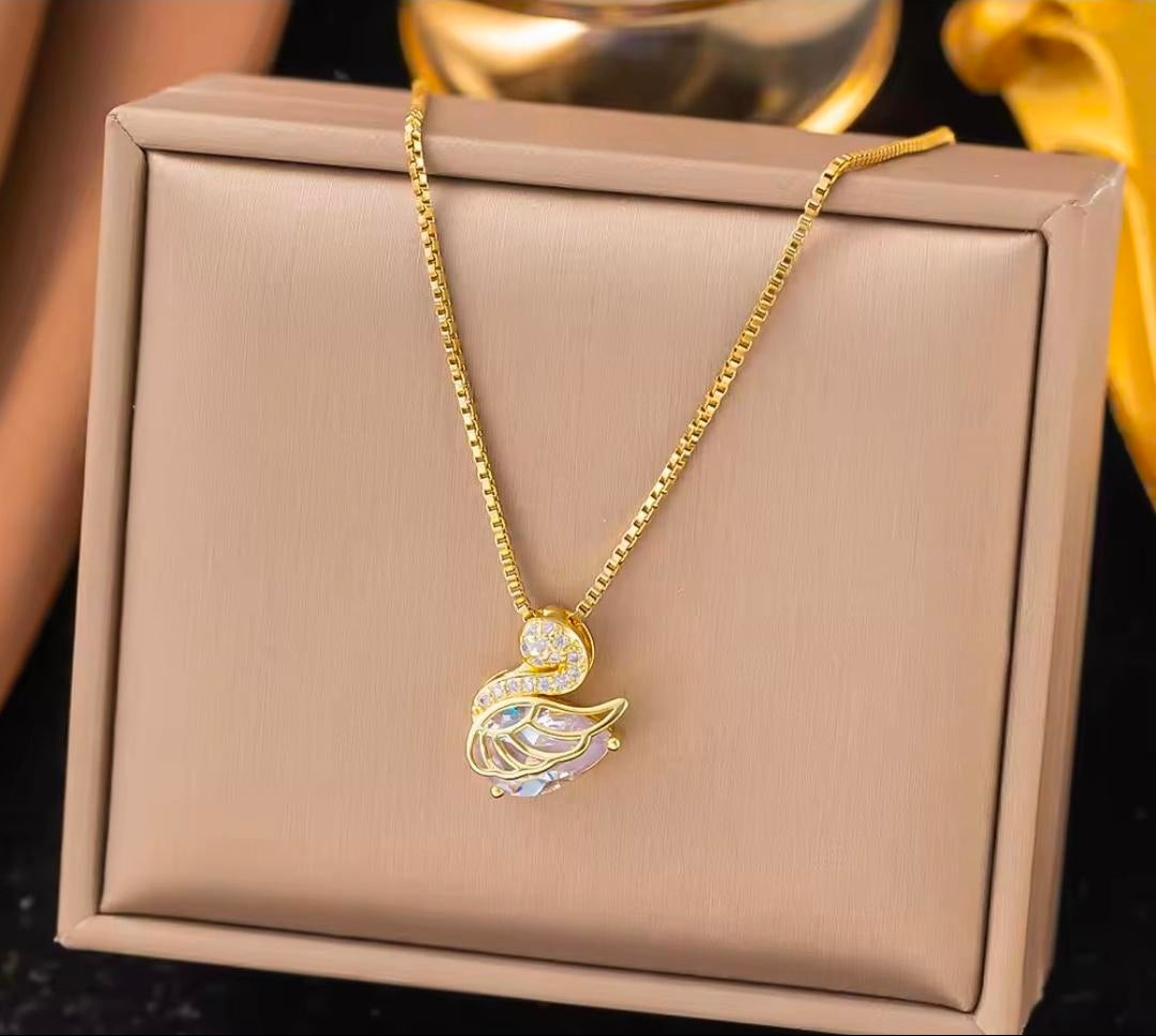 Serena Crystal Swan Pendant Necklace