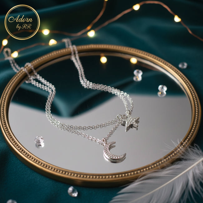 Moon & Star Dual Chain Necklace