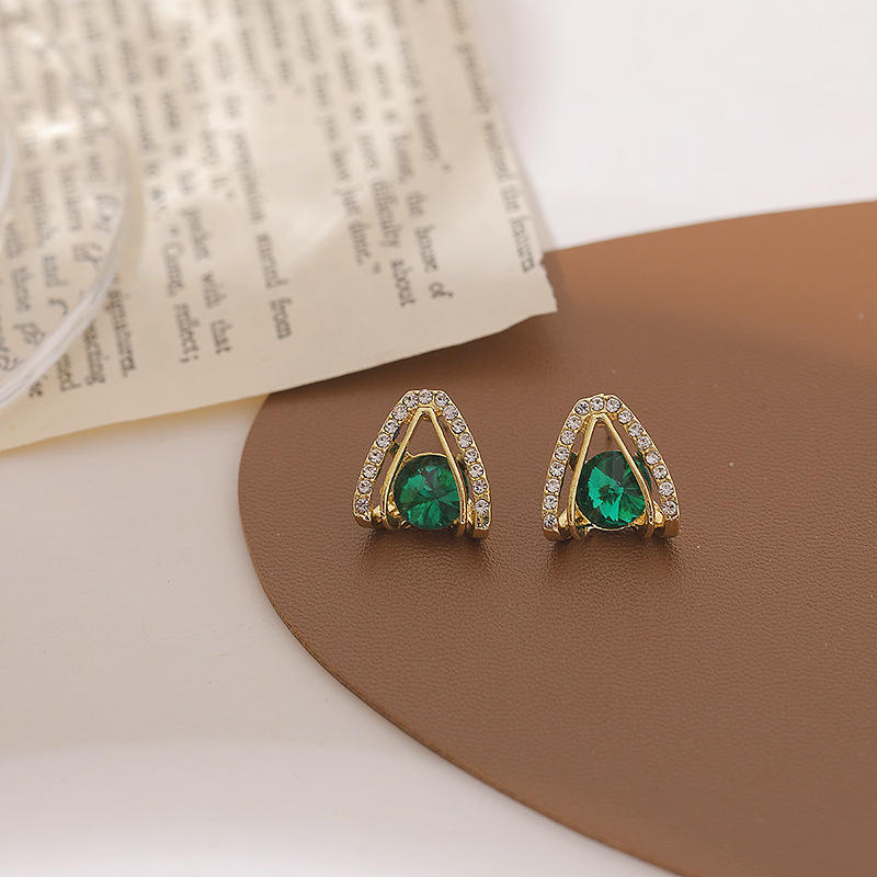 Emerald Radiance Crystal Stud Earrings