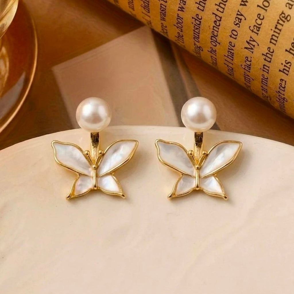 Pearl Flutter Butterfly Stud Earrings