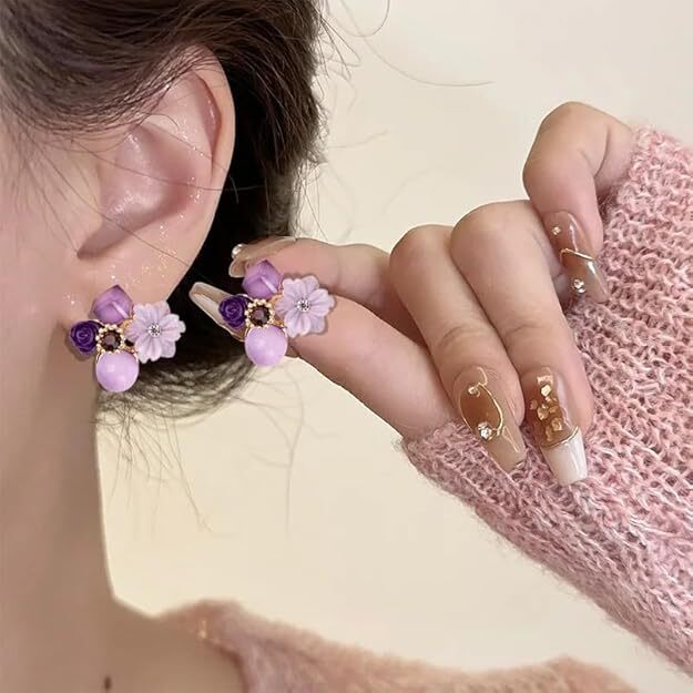 Lavender Bloom Charm Earrings