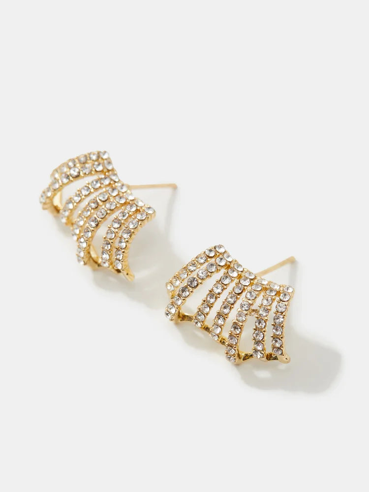 Celestial Fan Crystal Stud Earrings