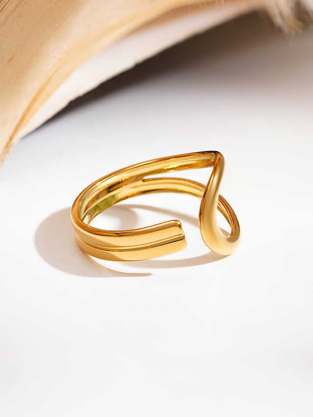 Golden Teardrop Adjustable Ring