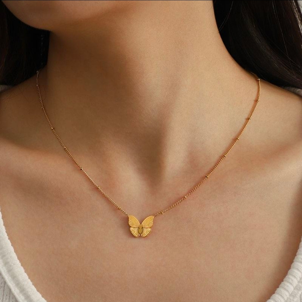 Golden Butterfly Charm Necklace